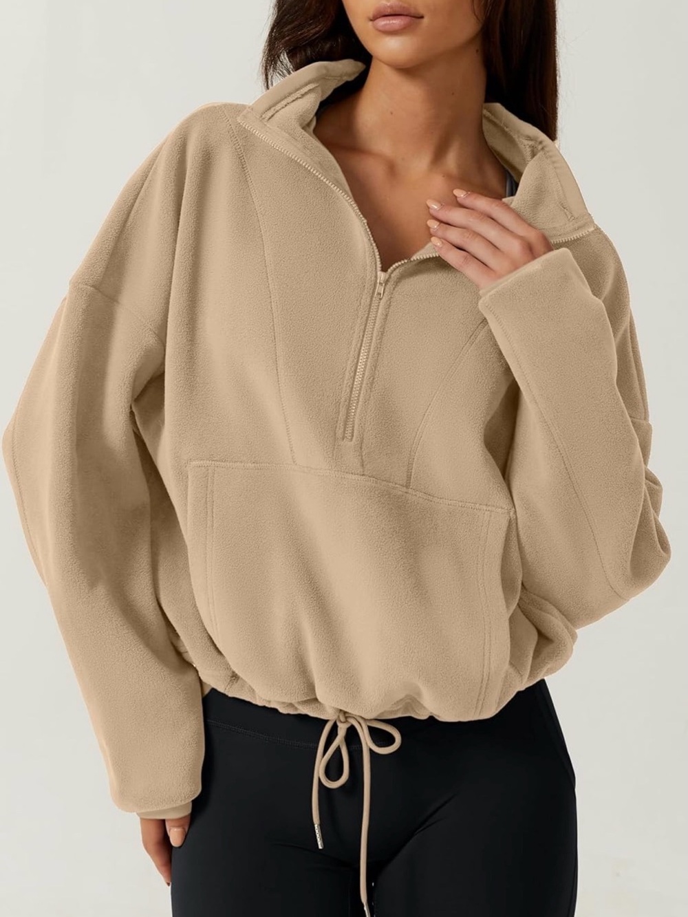 Women Half Zip Fleece Sweatshirt Mock Neck Long Sleeve Winter Cozy Pullover S